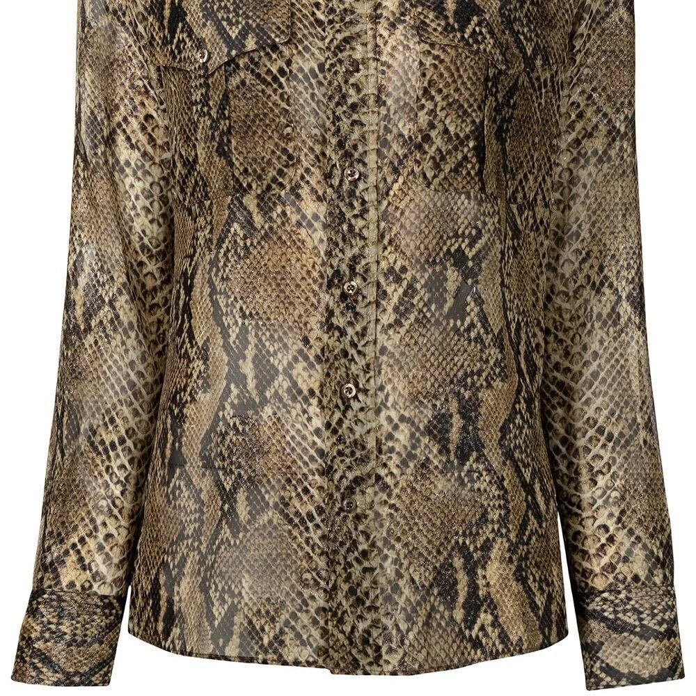 Ralph Lauren Pre-Fall 2021 Collection Natalie Snakeskin Shine On Crepe Blouse - Picture 13 of 16